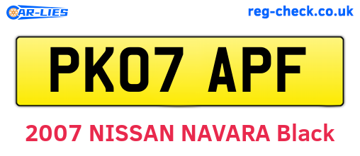 PK07APF are the vehicle registration plates.
