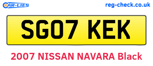 SG07KEK are the vehicle registration plates.