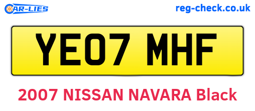 YE07MHF are the vehicle registration plates.