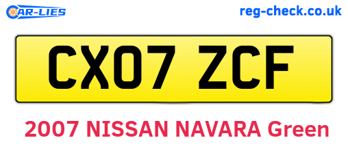 CX07ZCF are the vehicle registration plates.