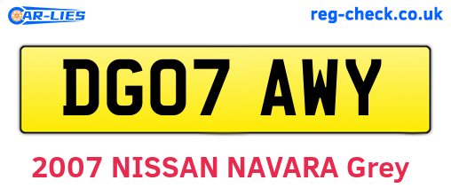 DG07AWY are the vehicle registration plates.