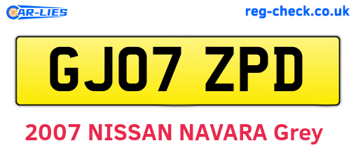 GJ07ZPD are the vehicle registration plates.