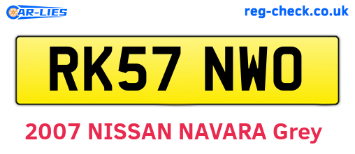 RK57NWO are the vehicle registration plates.