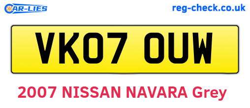 VK07OUW are the vehicle registration plates.