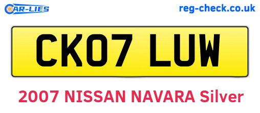 CK07LUW are the vehicle registration plates.