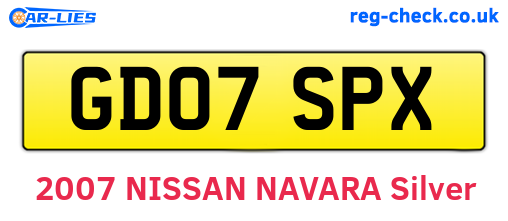 GD07SPX are the vehicle registration plates.
