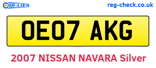 OE07AKG are the vehicle registration plates.