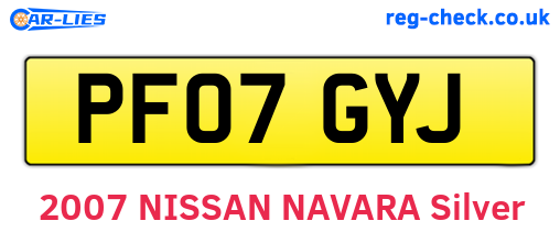 PF07GYJ are the vehicle registration plates.