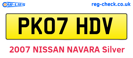 PK07HDV are the vehicle registration plates.