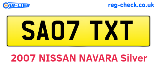 SA07TXT are the vehicle registration plates.