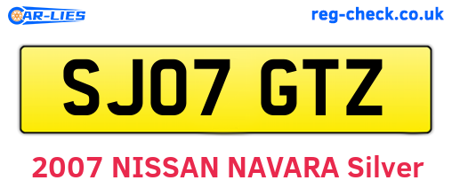 SJ07GTZ are the vehicle registration plates.