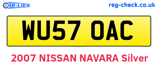 WU57OAC are the vehicle registration plates.