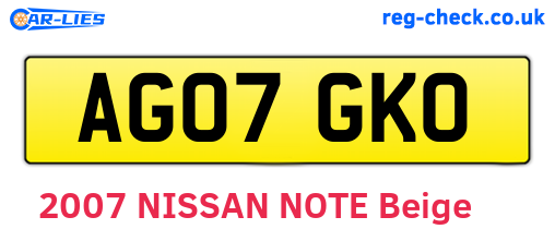AG07GKO are the vehicle registration plates.