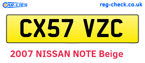 CX57VZC are the vehicle registration plates.