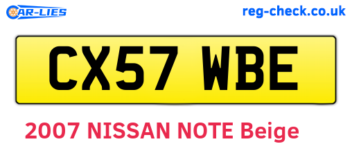 CX57WBE are the vehicle registration plates.