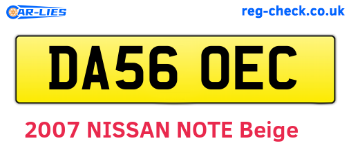 DA56OEC are the vehicle registration plates.