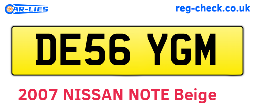 DE56YGM are the vehicle registration plates.
