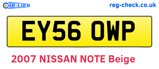 EY56OWP are the vehicle registration plates.