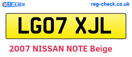 LG07XJL are the vehicle registration plates.