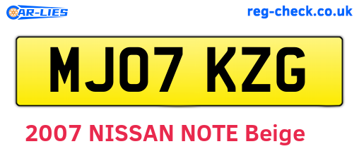 MJ07KZG are the vehicle registration plates.