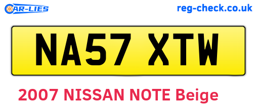 NA57XTW are the vehicle registration plates.
