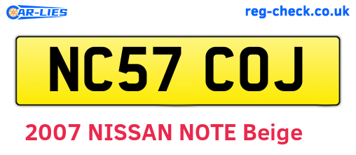 NC57COJ are the vehicle registration plates.