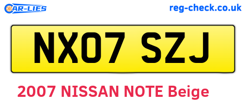 NX07SZJ are the vehicle registration plates.