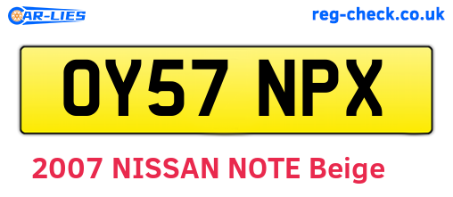 OY57NPX are the vehicle registration plates.