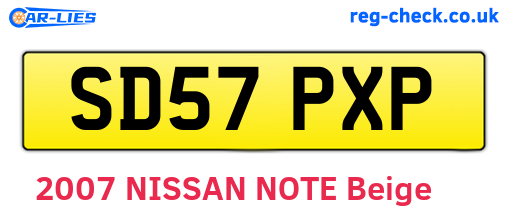 SD57PXP are the vehicle registration plates.