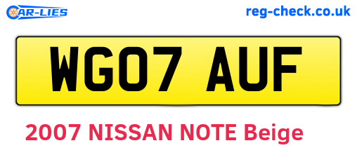 WG07AUF are the vehicle registration plates.