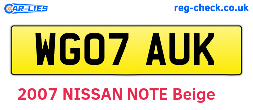 WG07AUK are the vehicle registration plates.