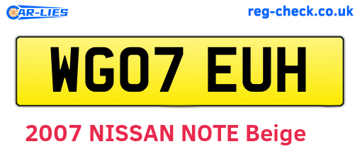 WG07EUH are the vehicle registration plates.
