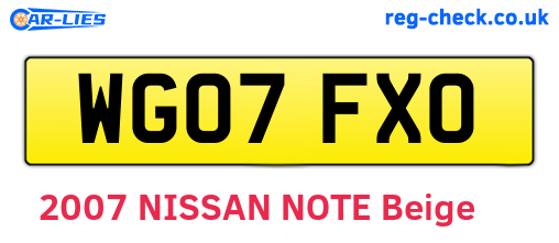 WG07FXO are the vehicle registration plates.