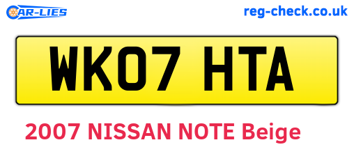 WK07HTA are the vehicle registration plates.