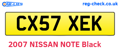 CX57XEK are the vehicle registration plates.