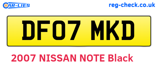 DF07MKD are the vehicle registration plates.