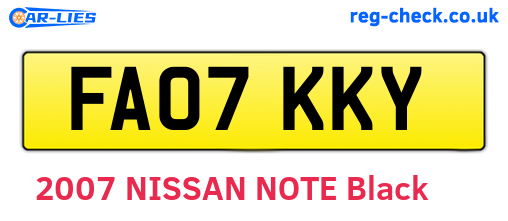 FA07KKY are the vehicle registration plates.
