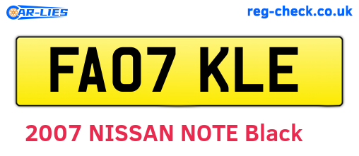 FA07KLE are the vehicle registration plates.