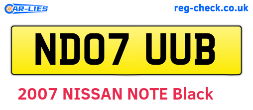 ND07UUB are the vehicle registration plates.