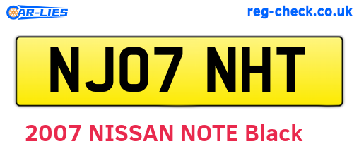 NJ07NHT are the vehicle registration plates.