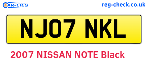 NJ07NKL are the vehicle registration plates.