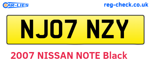 NJ07NZY are the vehicle registration plates.