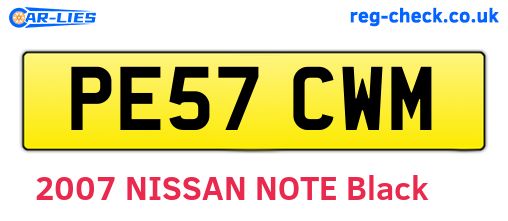 PE57CWM are the vehicle registration plates.