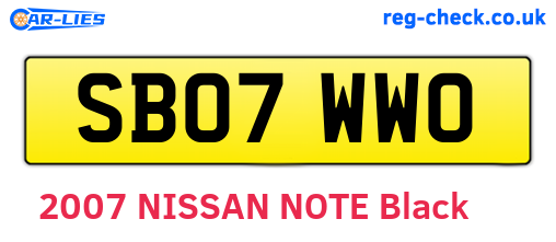 SB07WWO are the vehicle registration plates.