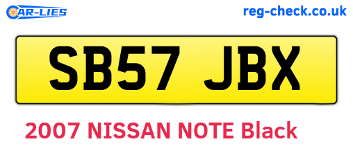 SB57JBX are the vehicle registration plates.
