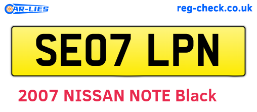 SE07LPN are the vehicle registration plates.