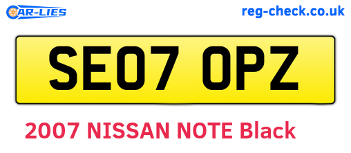 SE07OPZ are the vehicle registration plates.