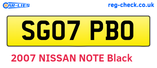 SG07PBO are the vehicle registration plates.