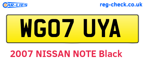 WG07UYA are the vehicle registration plates.
