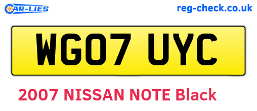 WG07UYC are the vehicle registration plates.